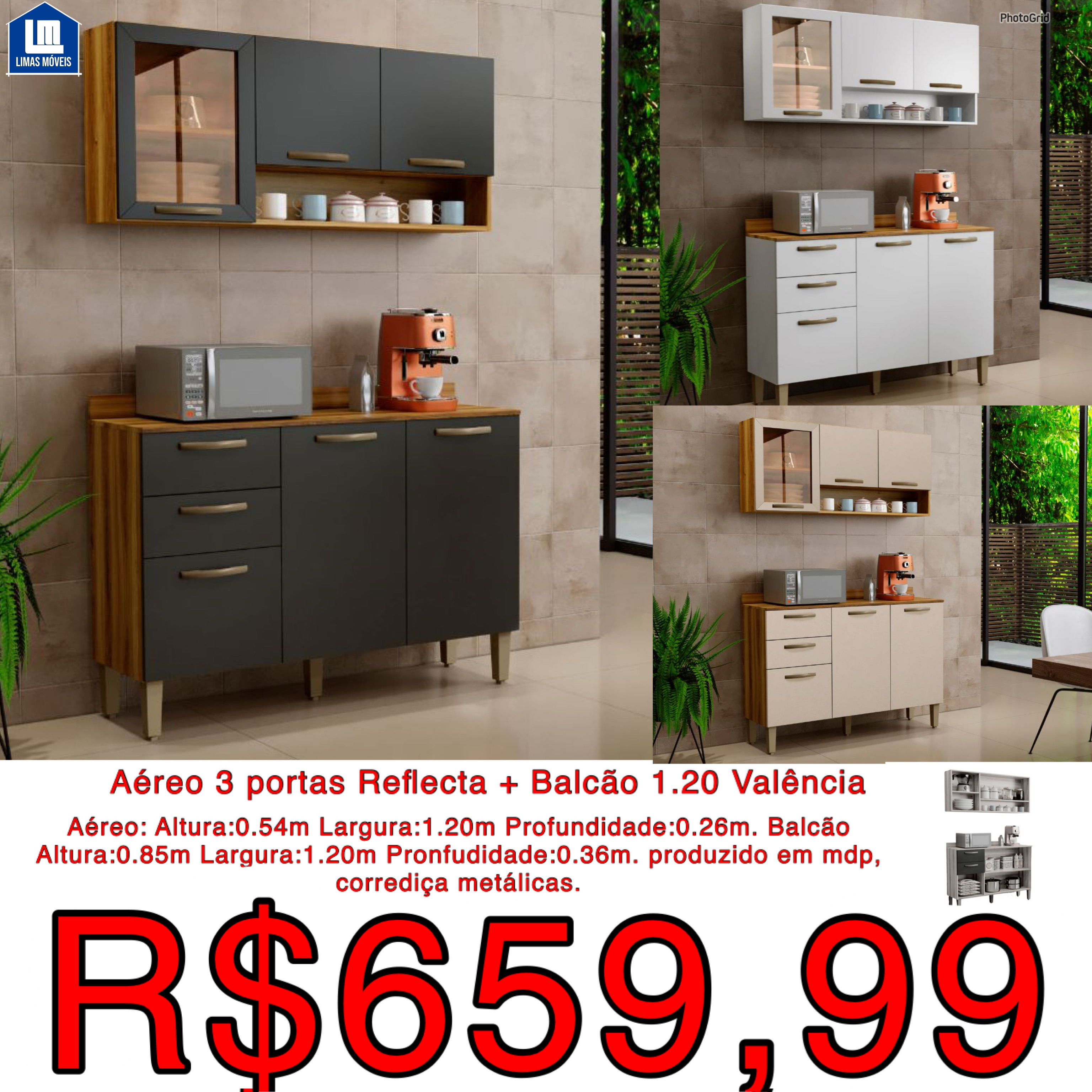 Aéreo 3 portas Reflecta + Balcão 1.20 Valência Aéreo